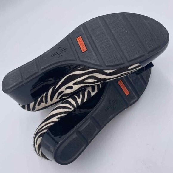 COLE Haan Shoe Size 8.5 Black WhCole Haan Shoe Size 8.5 ite Zebra Pattern Wedges - Picture 2 of 7